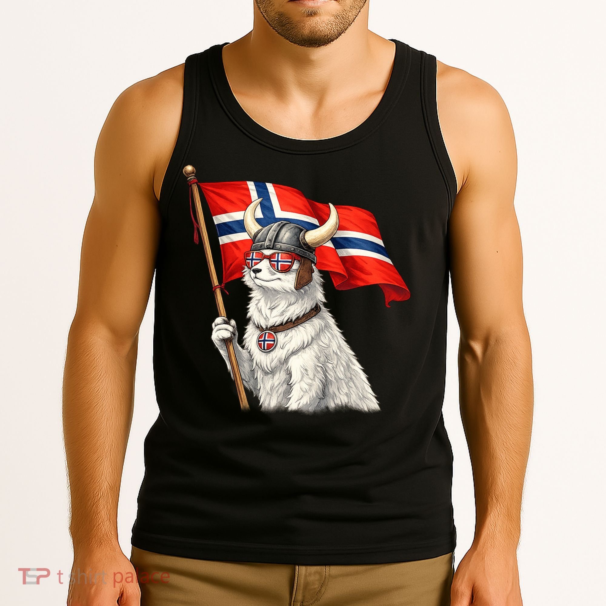 Norwegian Flag Waving Yeti Norway Norge Pride Tank Top