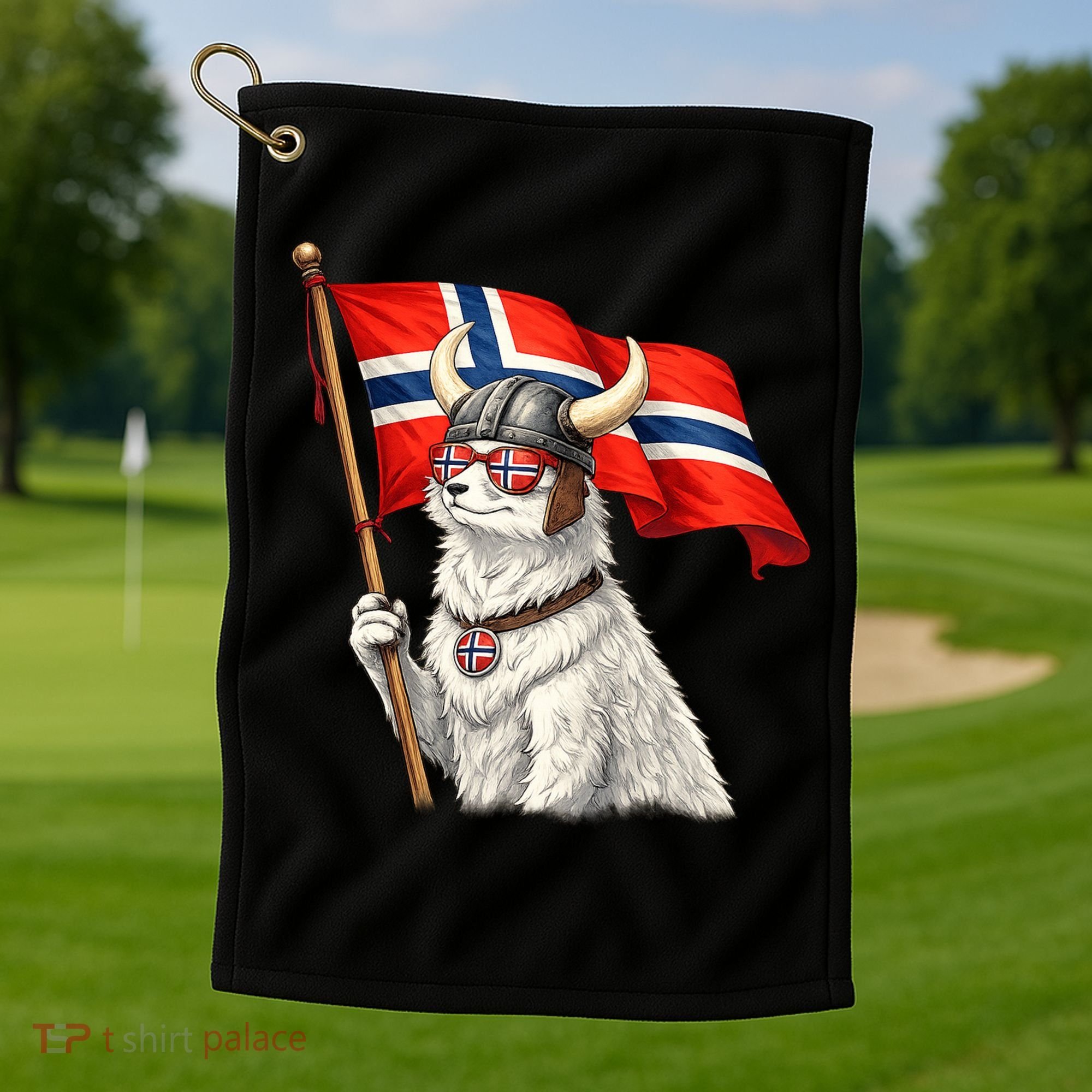 Norwegian Flag Waving Yeti Norway Norge Pride Golf Towel