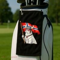 Norwegian Flag Waving Yeti Norway Norge Pride Golf Towel thumb 2