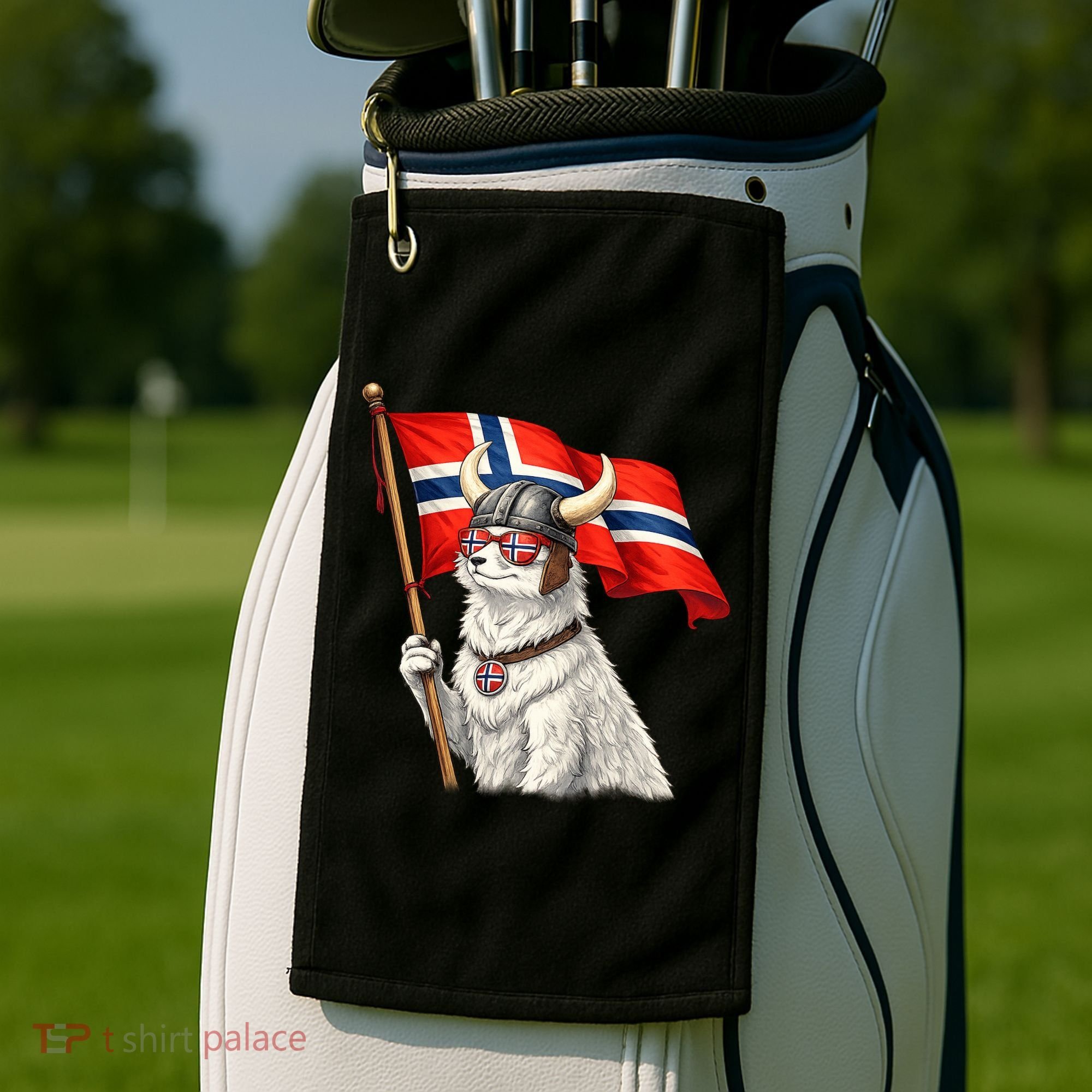 Norwegian Flag Waving Yeti Norway Norge Pride Golf Towel