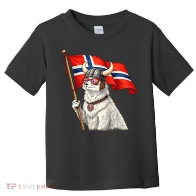 Norwegian Flag Waving Yeti Norway Norge Pride Toddler T-Shirt