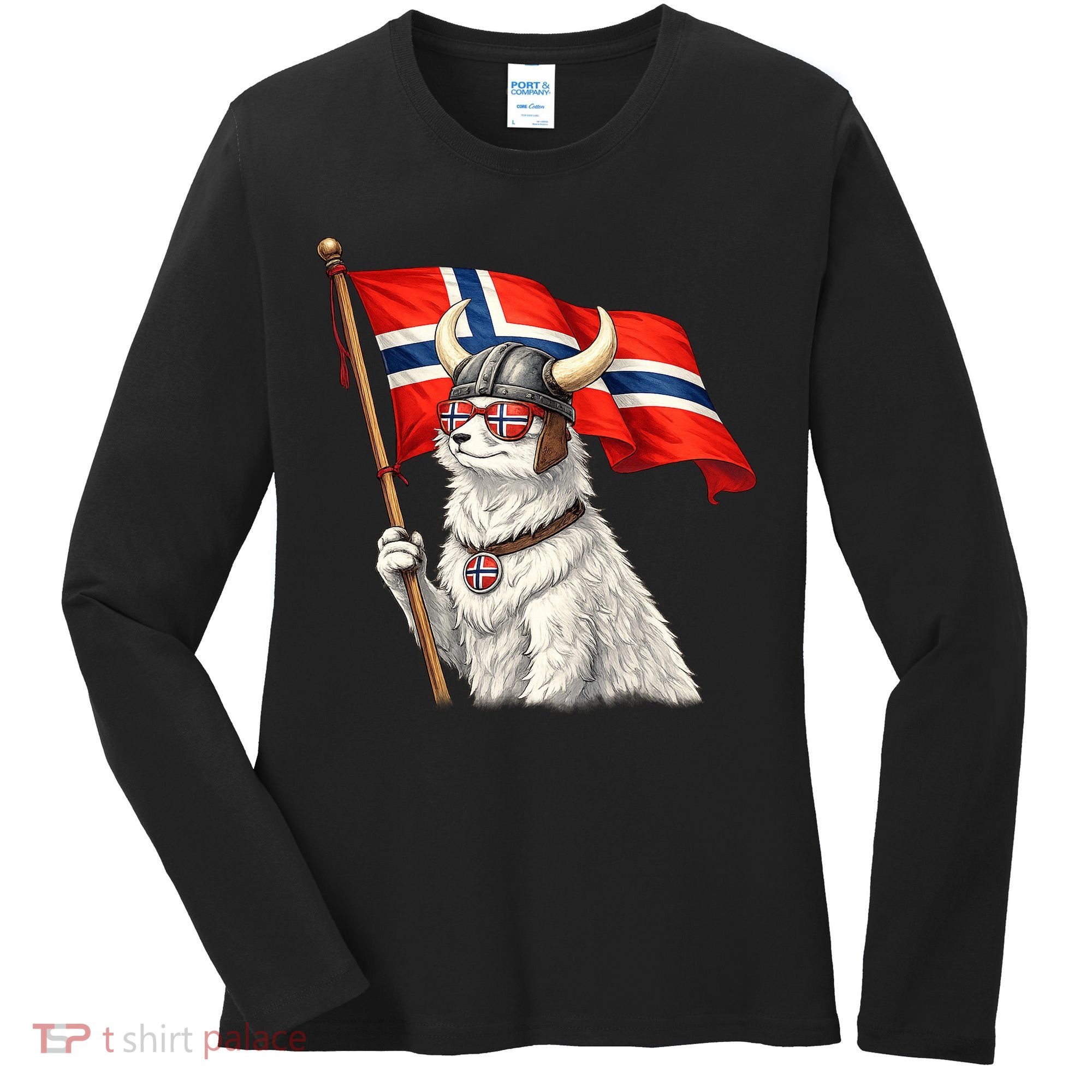 Norwegian Flag Waving Yeti Norway Norge Pride Women's Long Sleeve Shirt