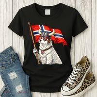 Norwegian Flag Waving Yeti Norway Norge Pride Women's T-Shirt thumb 3
