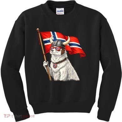 Norwegian Flag Waving Yeti Norway Norge Pride Kids Sweatshirt