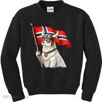 Norwegian Flag Waving Yeti Norway Norge Pride Kids Sweatshirt thumb 0