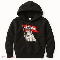 Norwegian Flag Waving Yeti Norway Norge Pride Kids Hoodie thumb 0