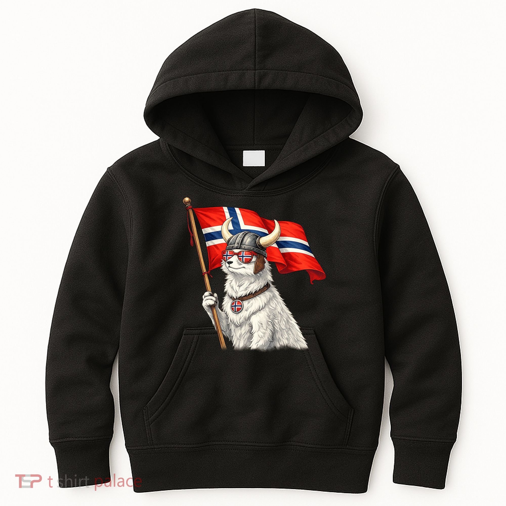Norwegian Flag Waving Yeti Norway Norge Pride Kids Hoodie