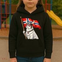 Norwegian Flag Waving Yeti Norway Norge Pride Kids Hoodie thumb 3