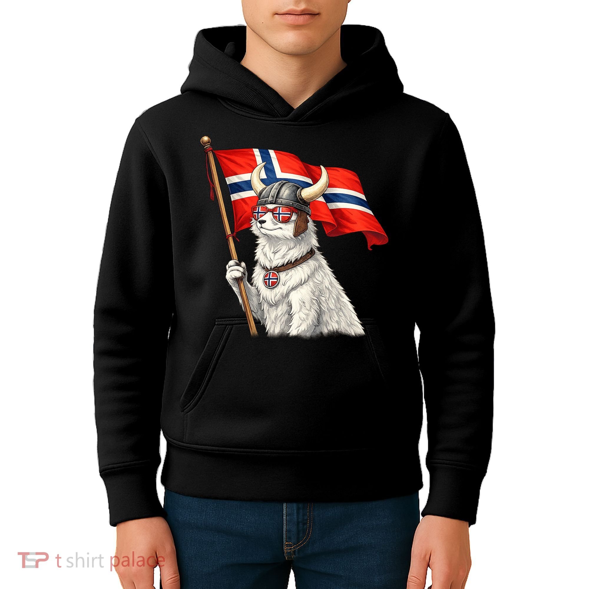 Norwegian Flag Waving Yeti Norway Norge Pride Kids Hoodie