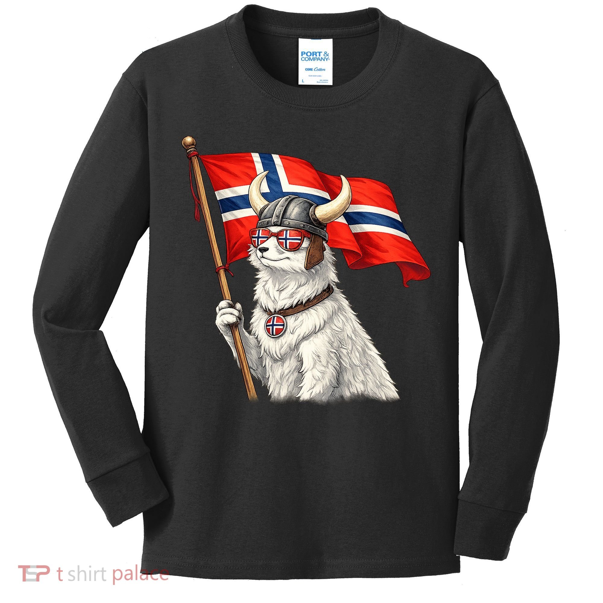 Norwegian Flag Waving Yeti Norway Norge Pride Kids Long Sleeve Shirt