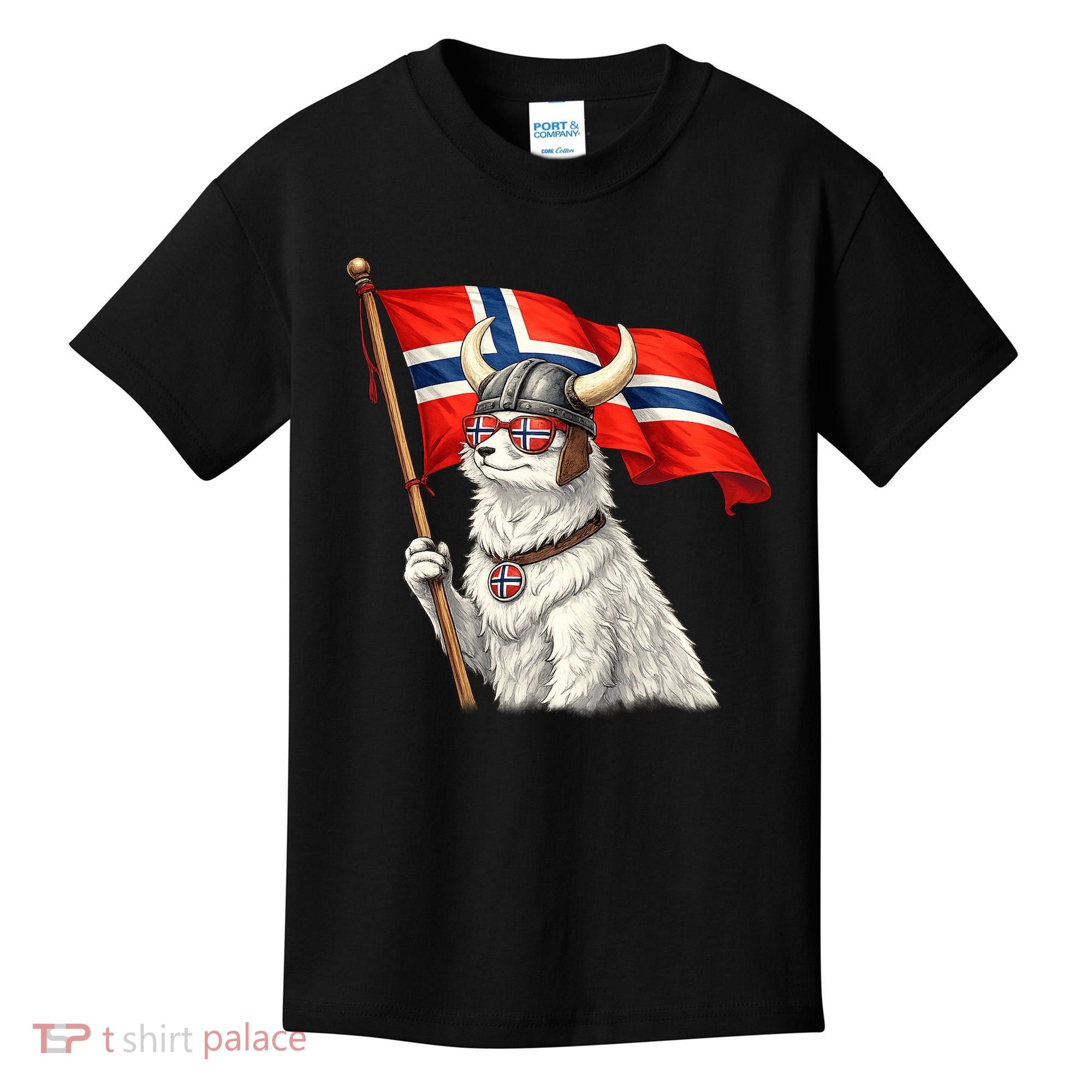 Norwegian Flag Waving Yeti Norway Norge Pride Kids T-Shirt