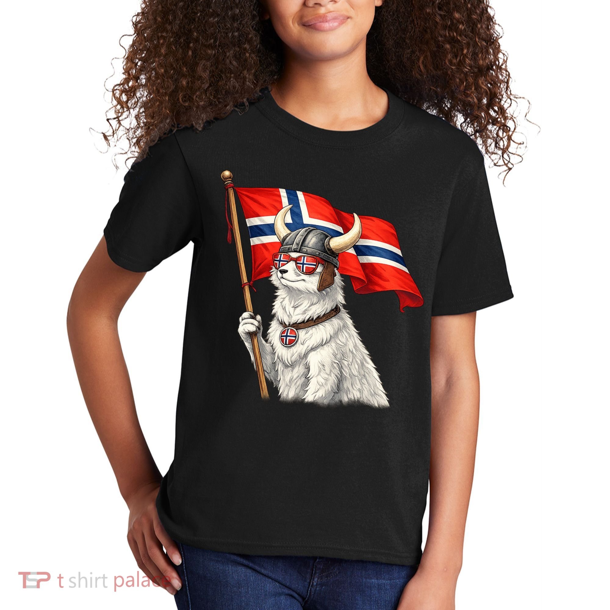 Norwegian Flag Waving Yeti Norway Norge Pride Kids T-Shirt