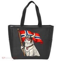 Norwegian Flag Waving Yeti Norway Norge Pride Tote Bag thumb 0