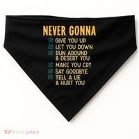 Never Gonna 80s Music Retro Lyrics USA-Made Doggie Bandana thumb 0