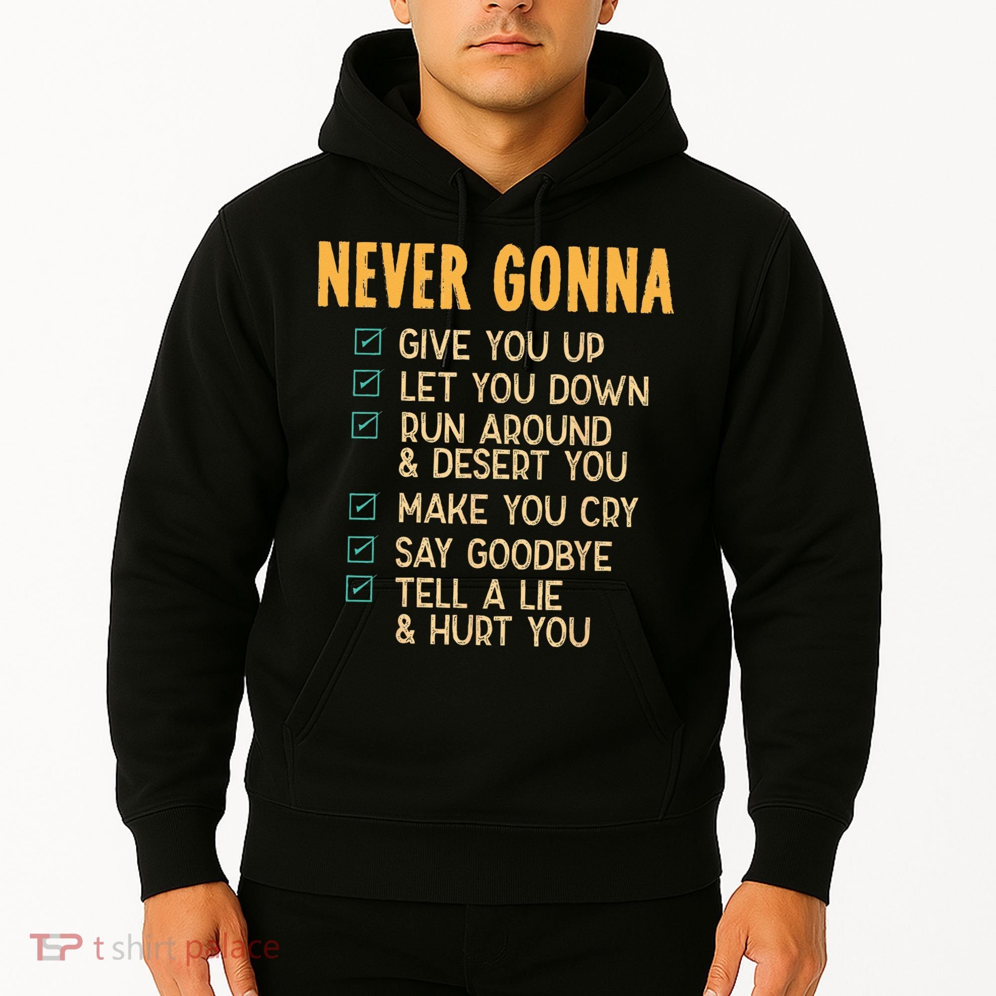 Never Gonna 80s Music Retro Lyrics Hoodie