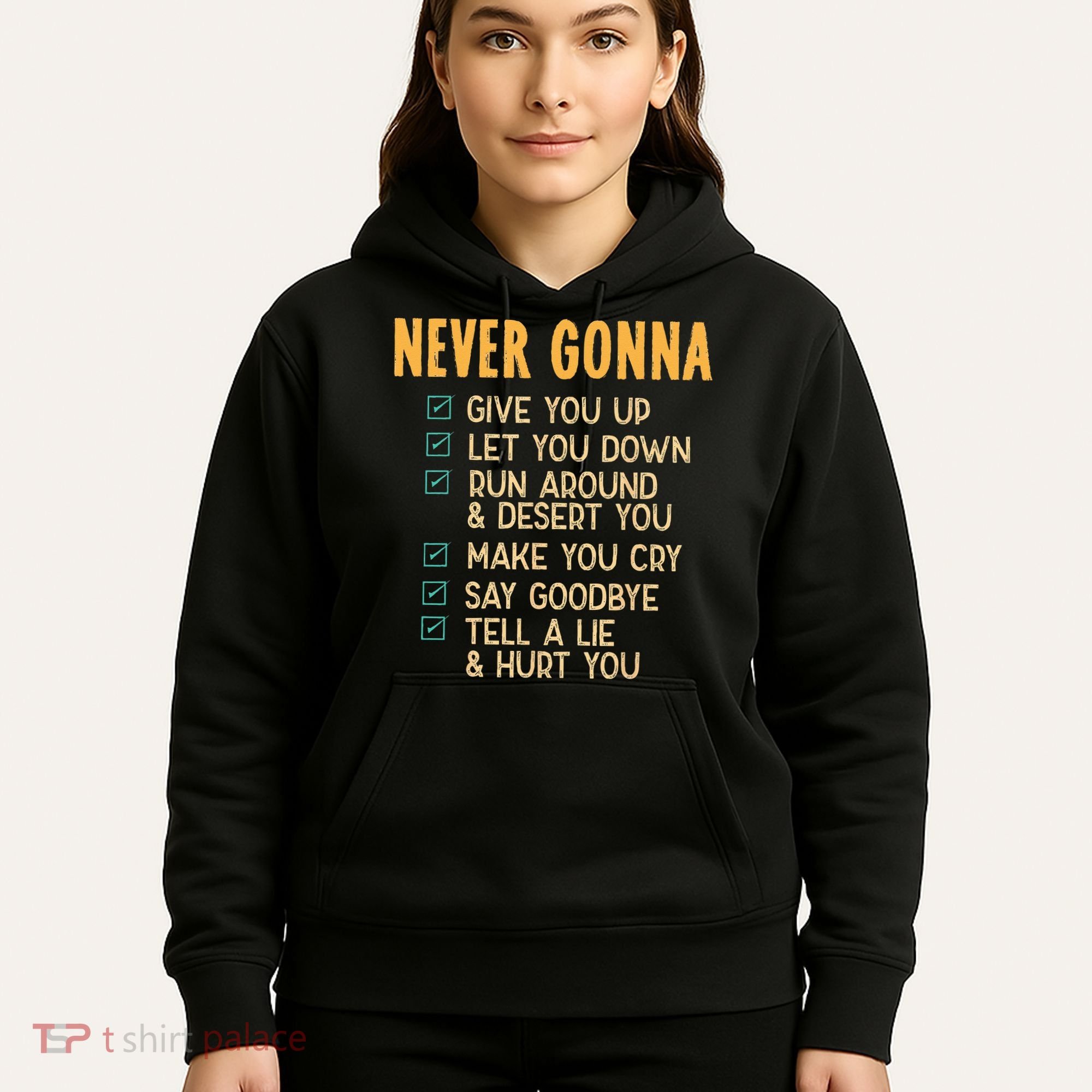 Never Gonna 80s Music Retro Lyrics Hoodie