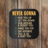 Never Gonna 80s Music Retro Lyrics Coaster thumb 0