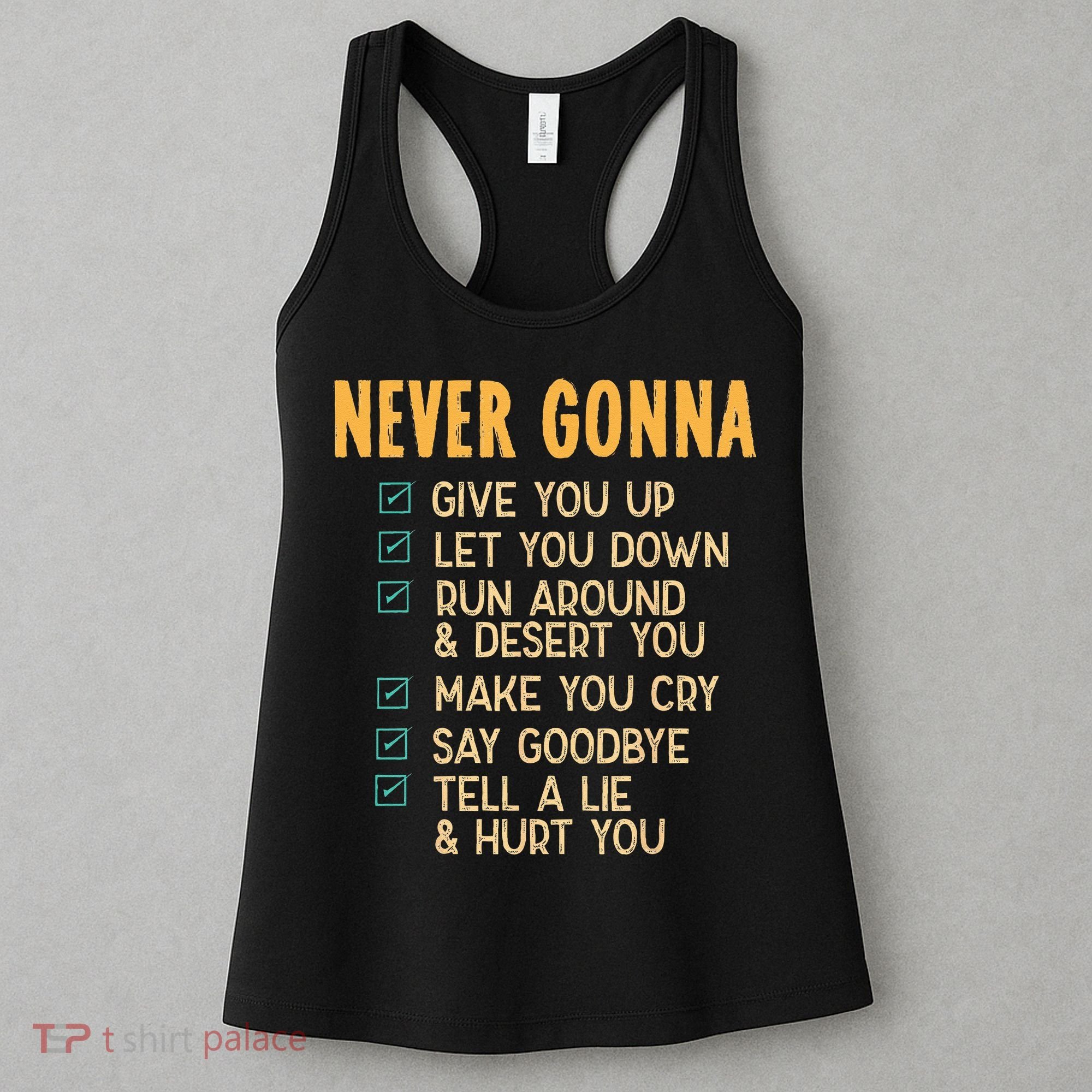 Never Gonna 80s Music Retro Lyrics Women's Tank Top