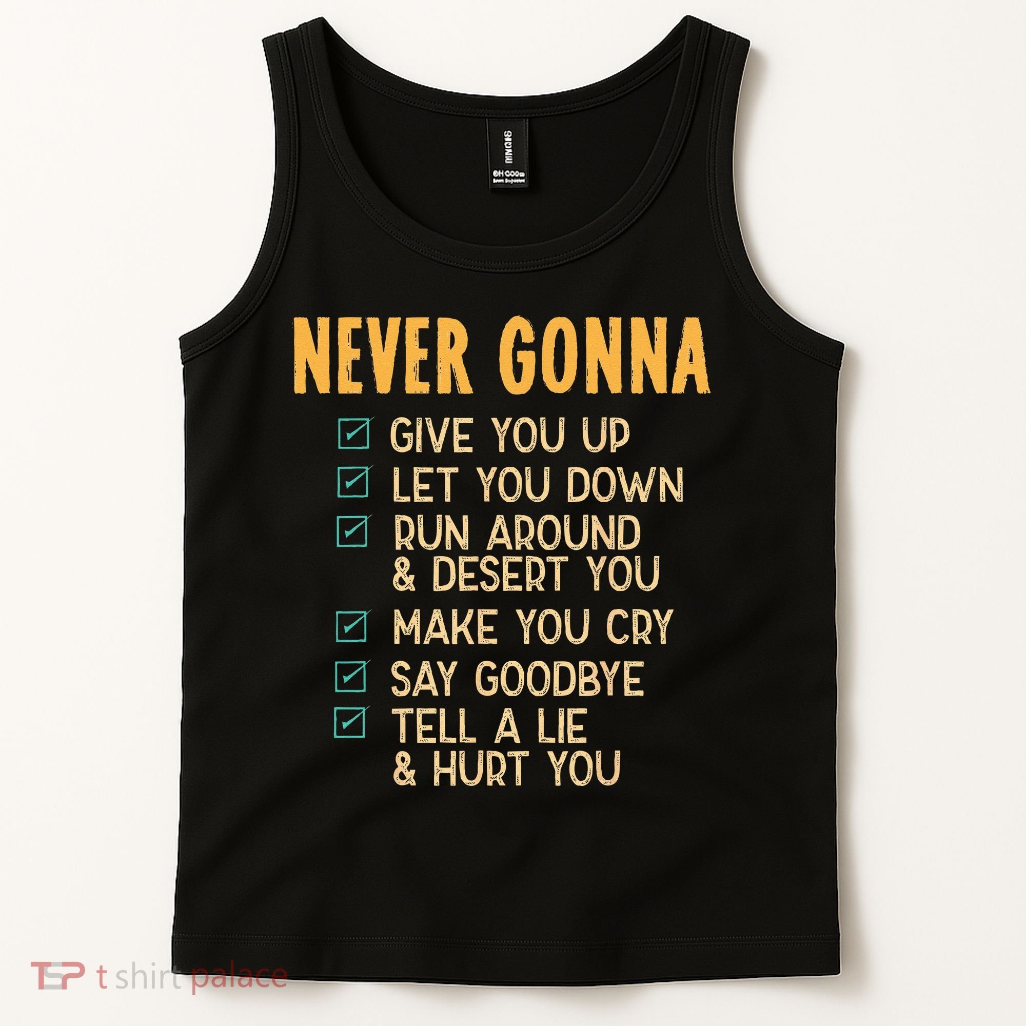 Never Gonna 80s Music Retro Lyrics Tank Top