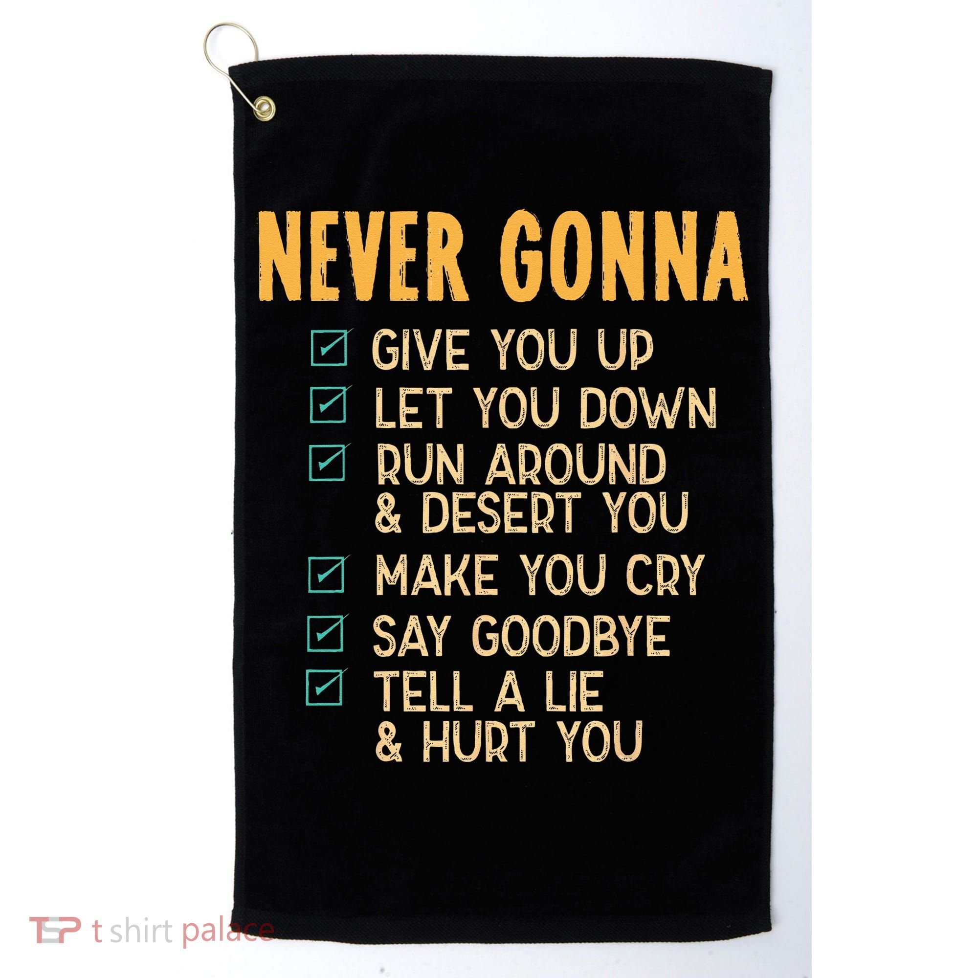 Never Gonna 80s Music Retro Lyrics Golf Towel