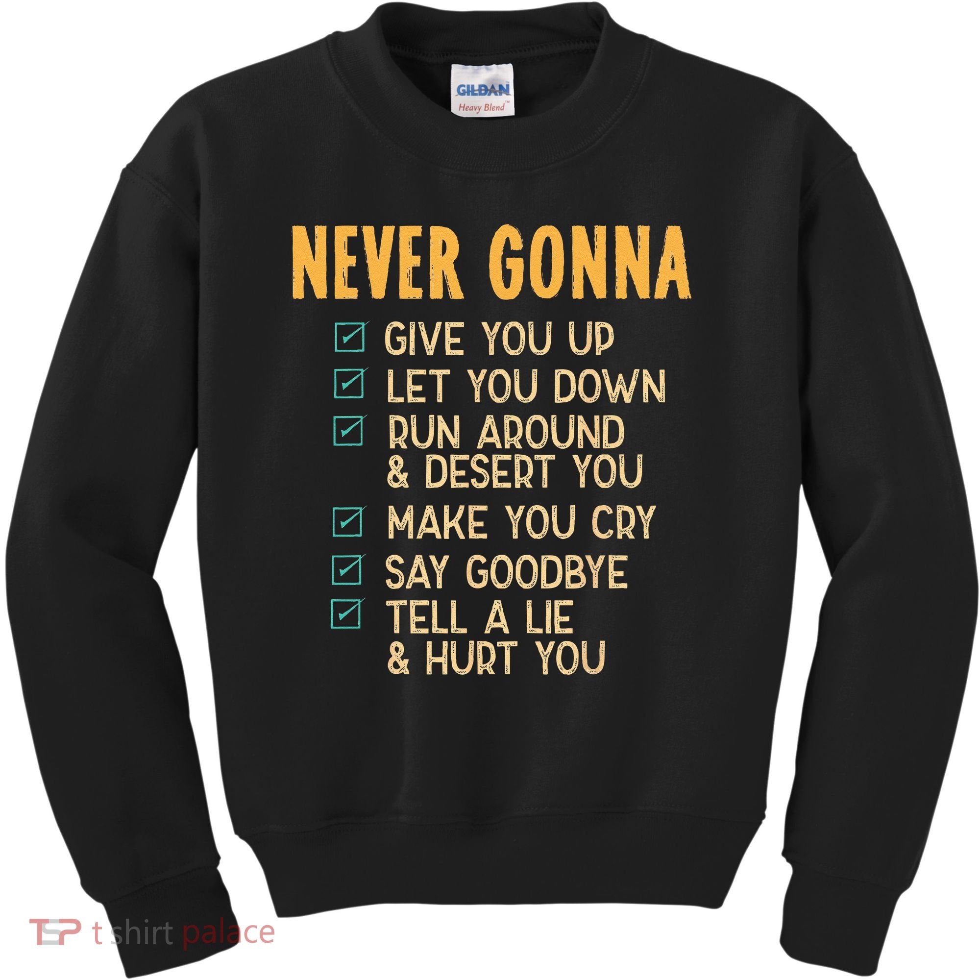 Never Gonna 80s Music Retro Lyrics Kids Sweatshirt