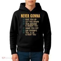 Never Gonna 80s Music Retro Lyrics Kids Hoodie thumb 4