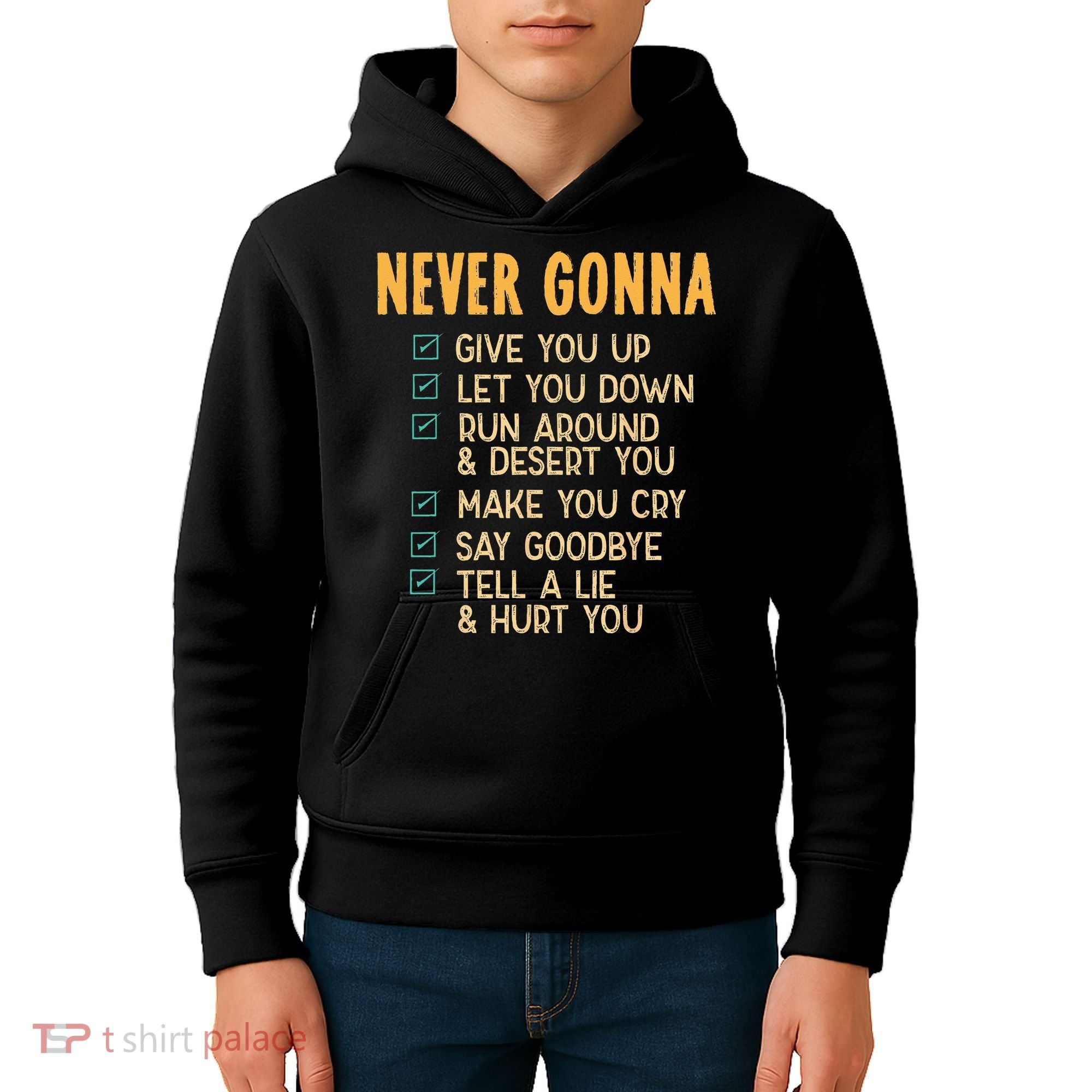 Never Gonna 80s Music Retro Lyrics Kids Hoodie