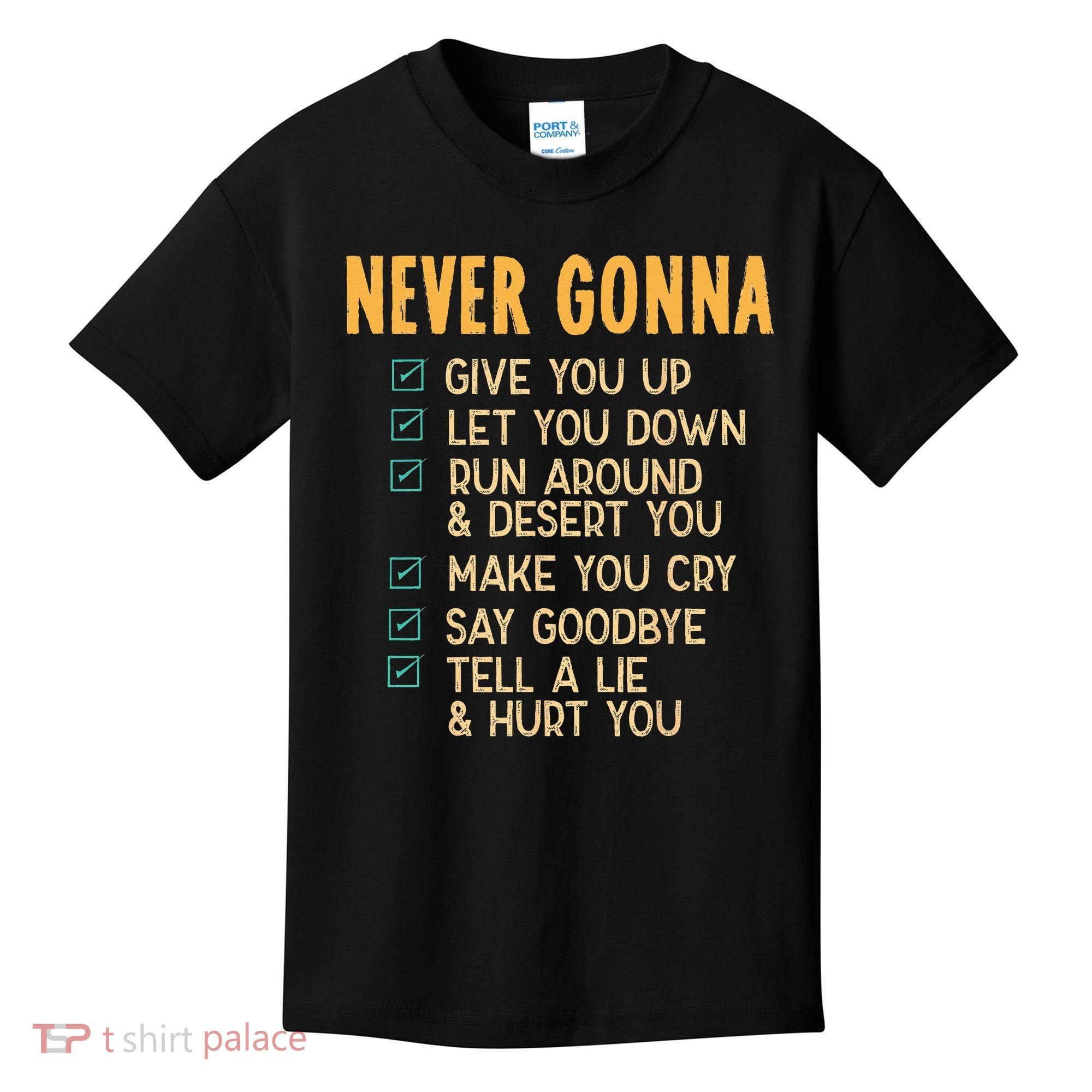 Never Gonna 80s Music Retro Lyrics Kids T-Shirt