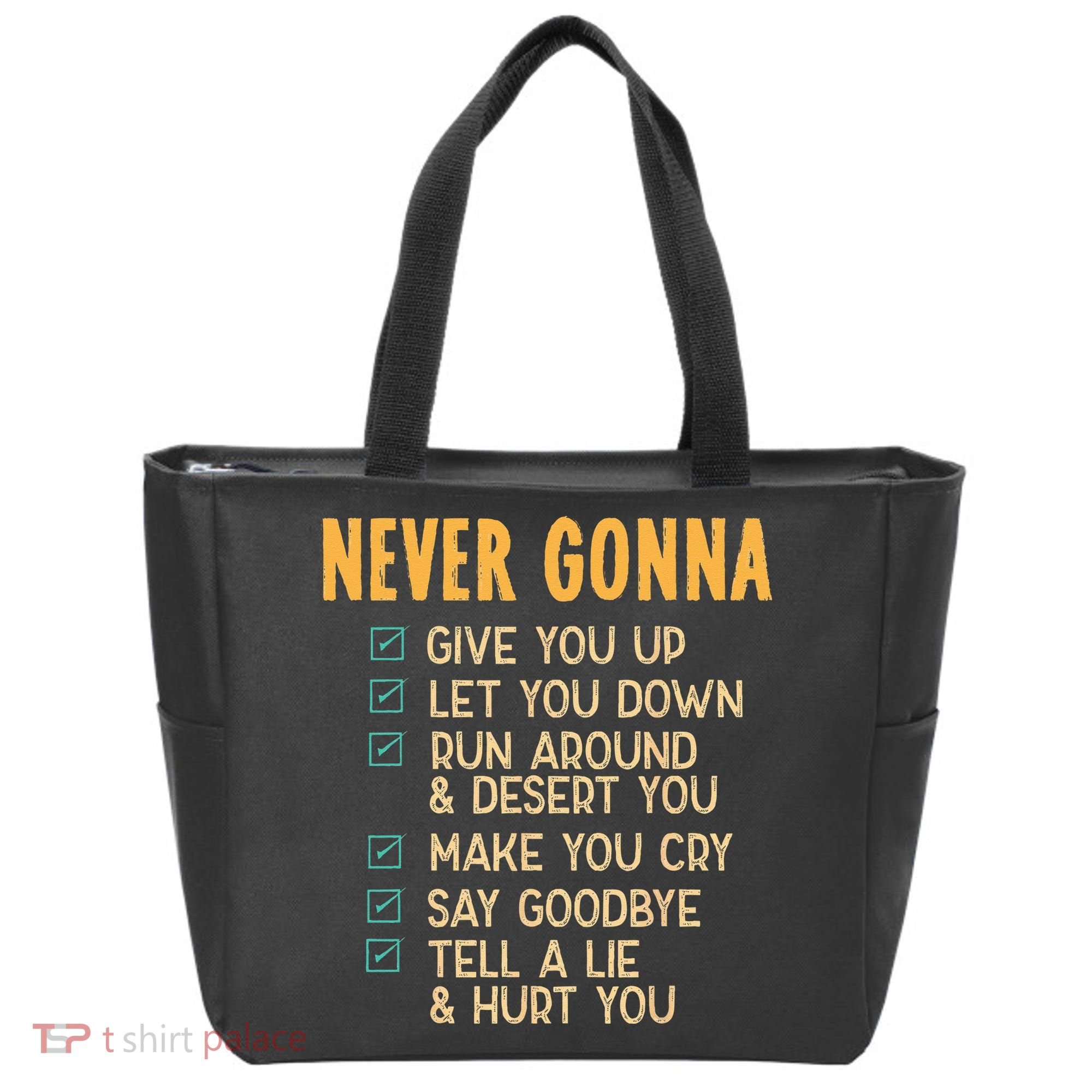 Never Gonna 80s Music Retro Lyrics Tote Bag
