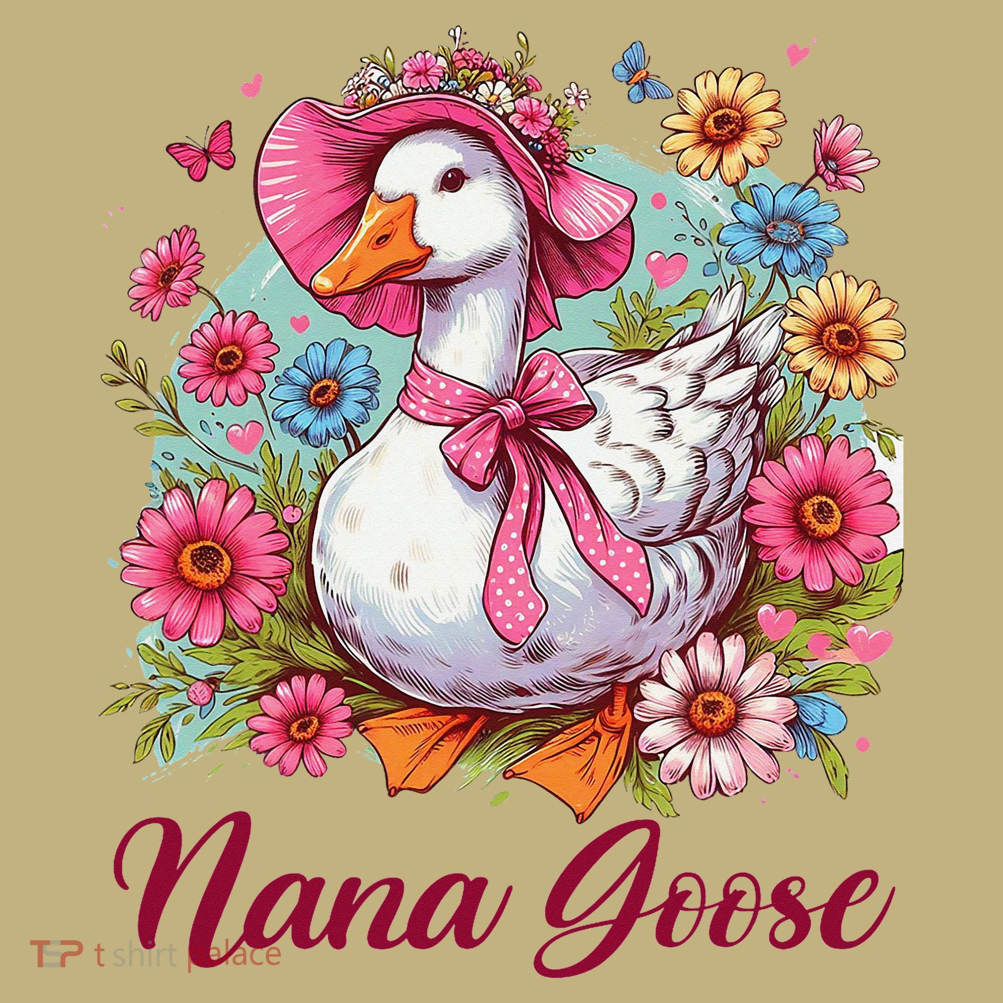 Nana Goose Grandma Mimi Silly Goose Coquette Mothers Day T-Shirt