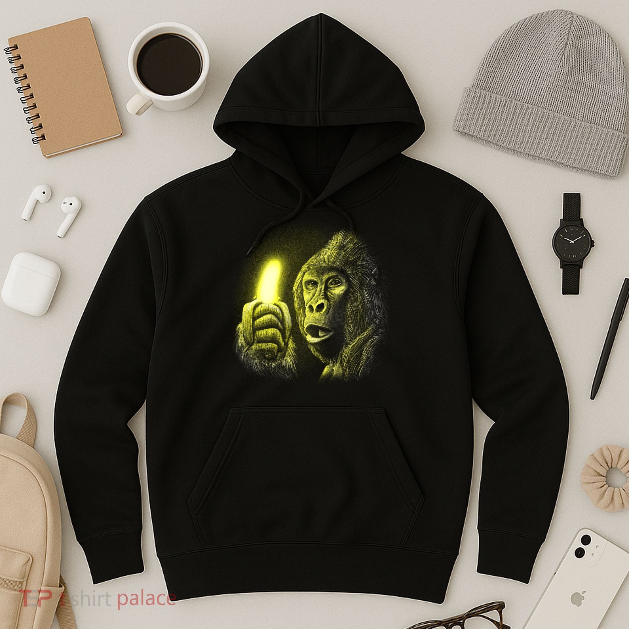 Neon Gorilla Holding Banana Hoodie