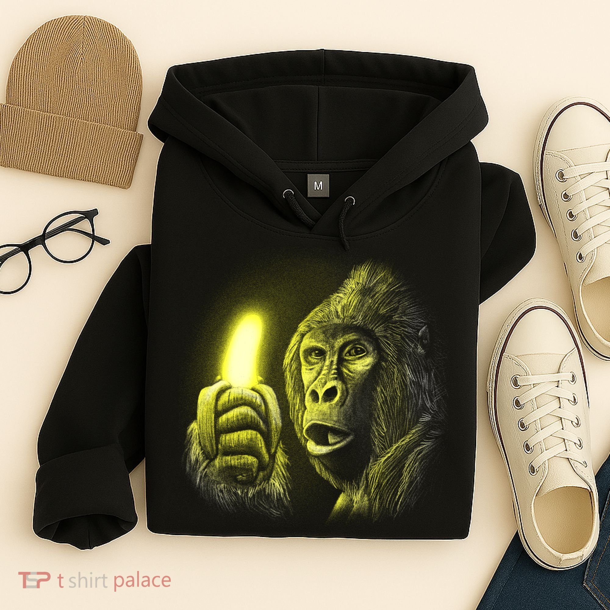 Neon Gorilla Holding Banana Hoodie
