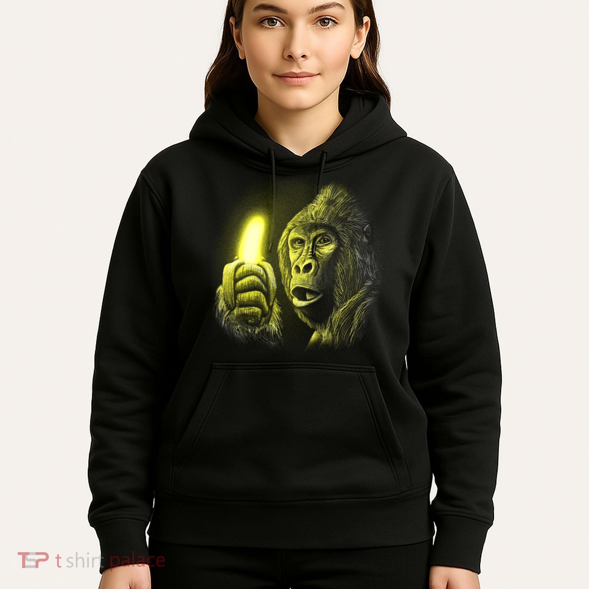 Neon Gorilla Holding Banana Hoodie