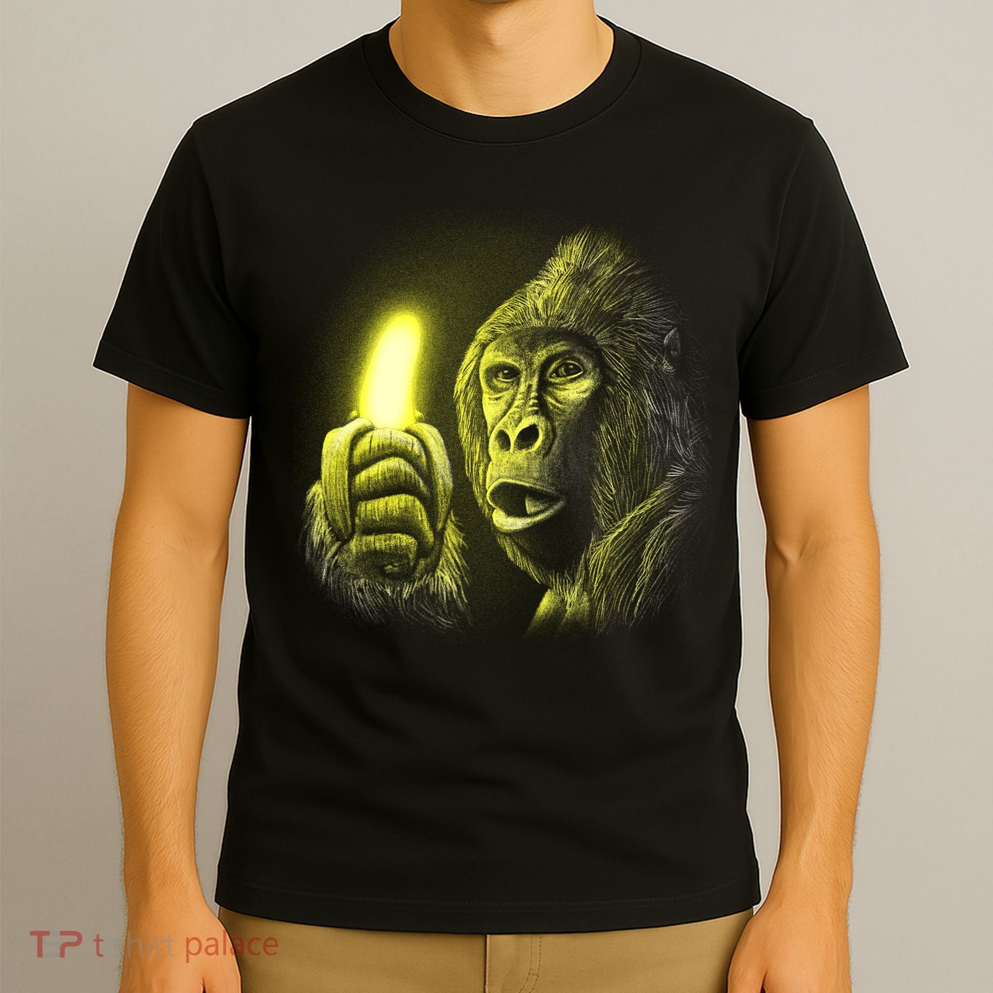 Neon Gorilla Holding Banana T-Shirt