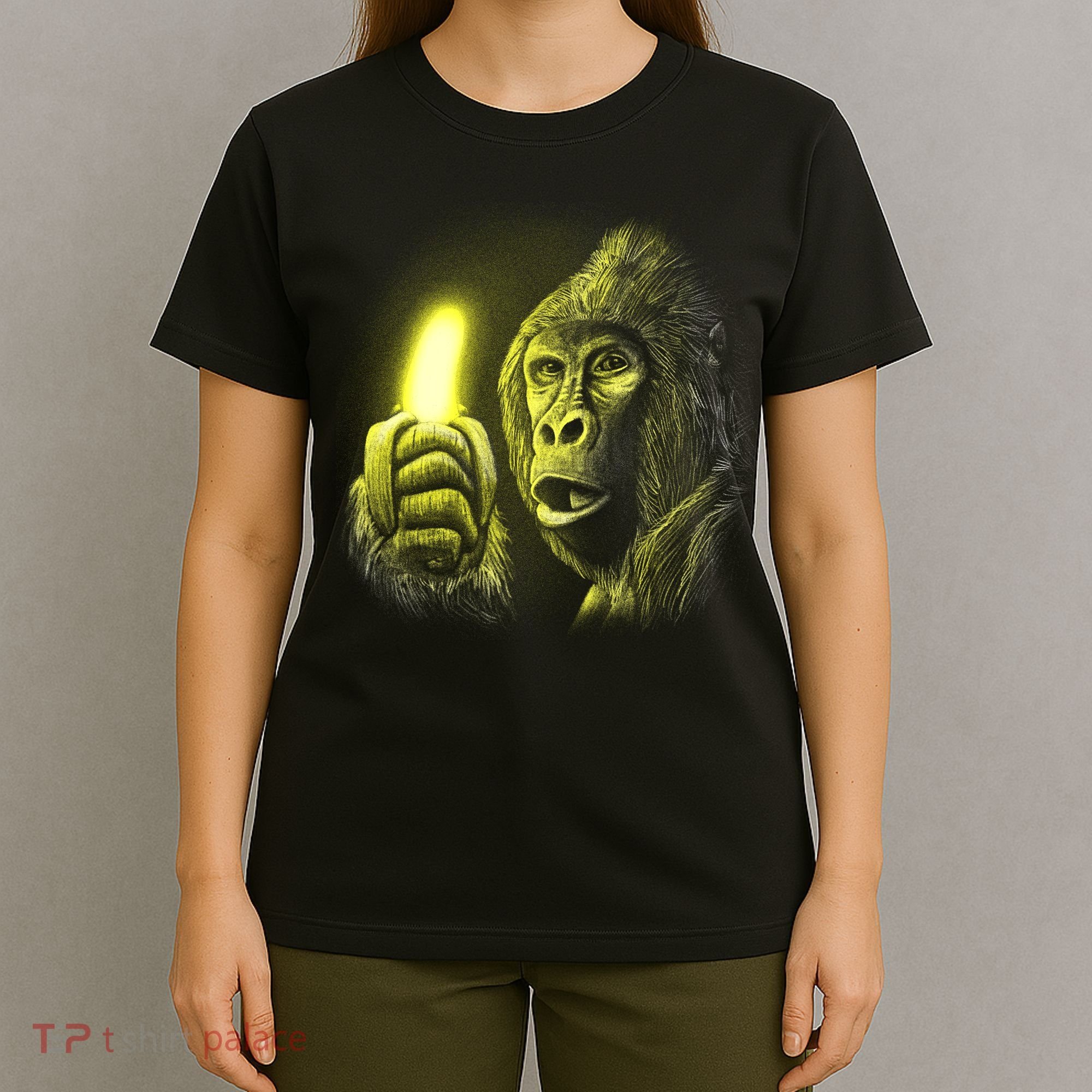 Neon Gorilla Holding Banana T-Shirt