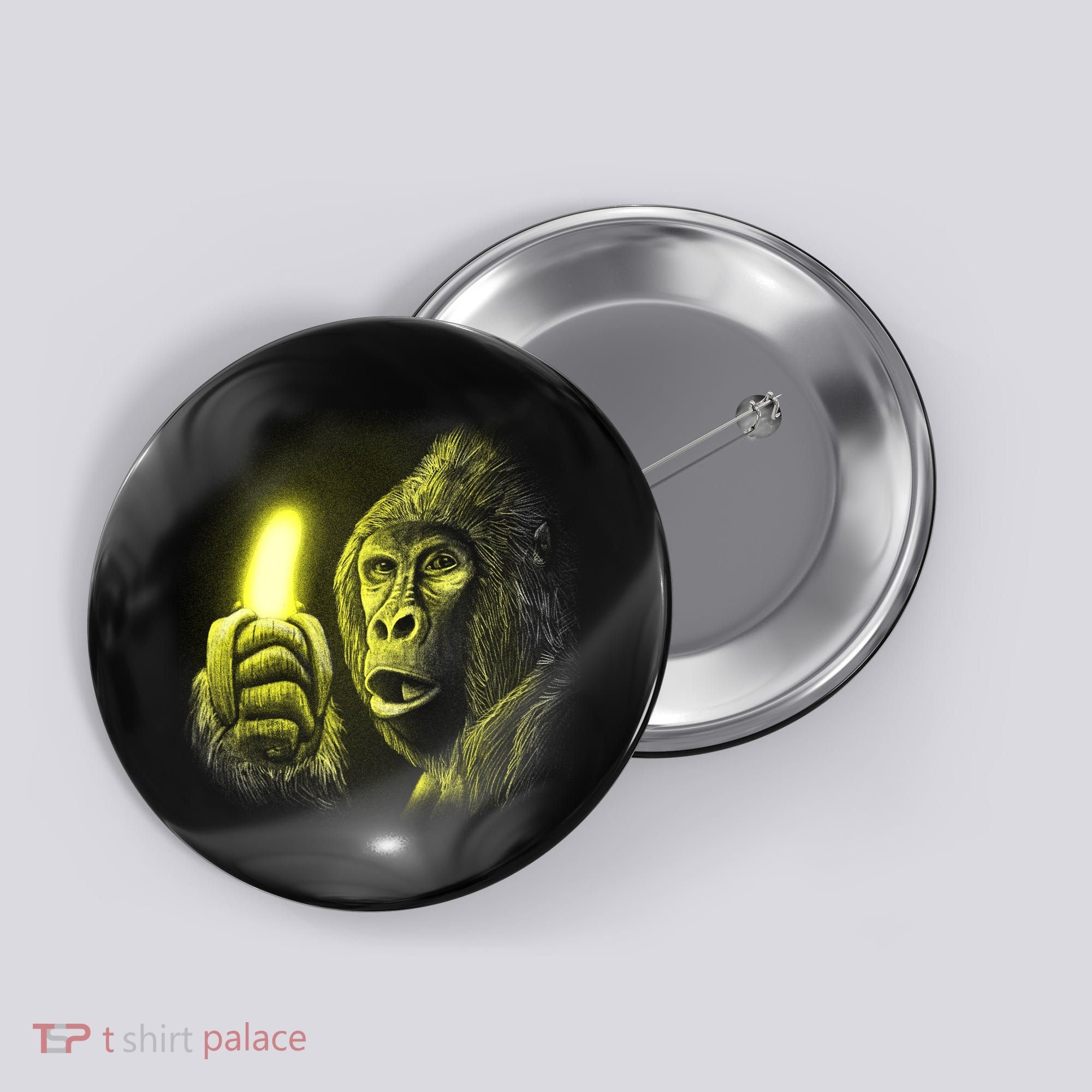 Neon Gorilla Holding Banana Button