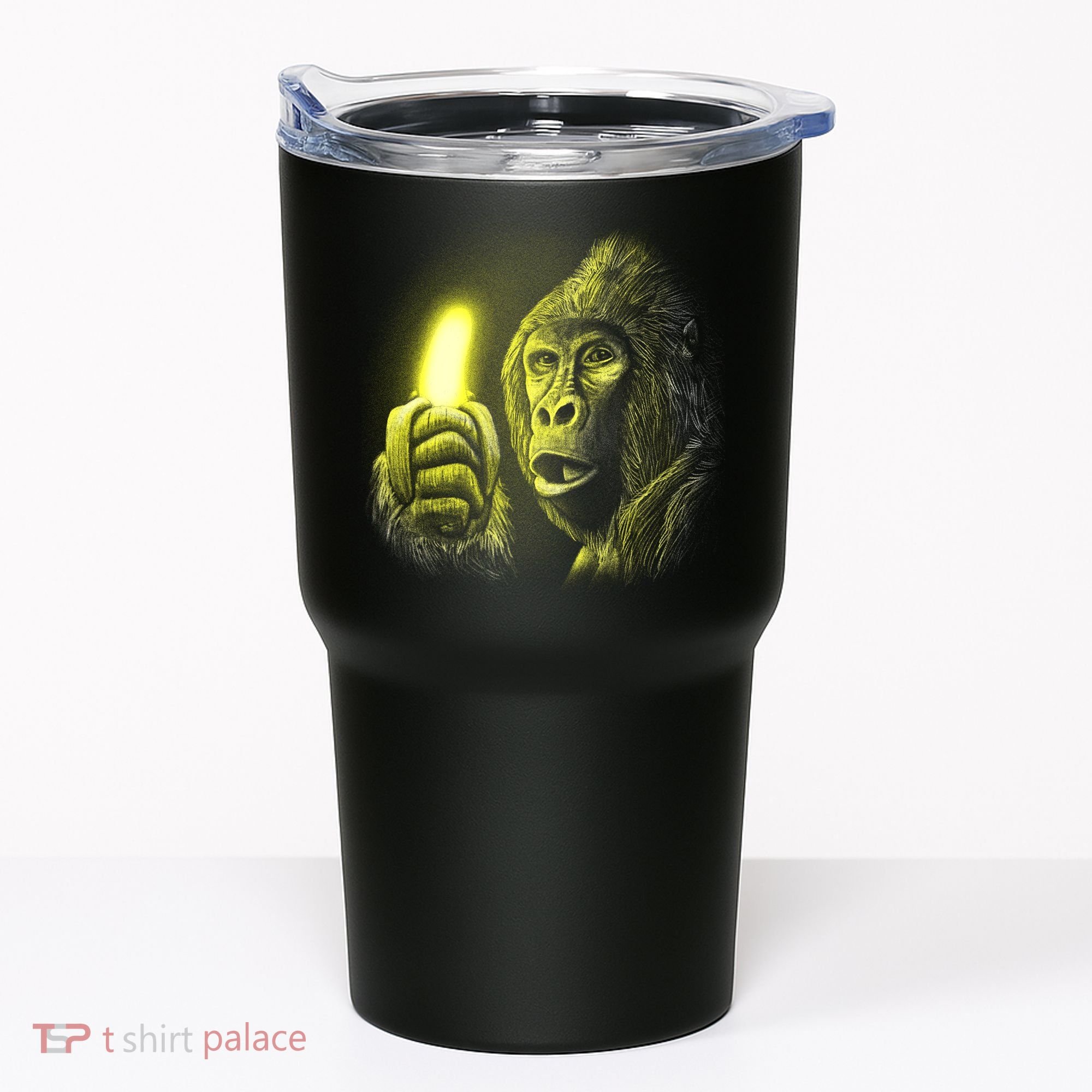 Neon Gorilla Holding Banana Tumbler