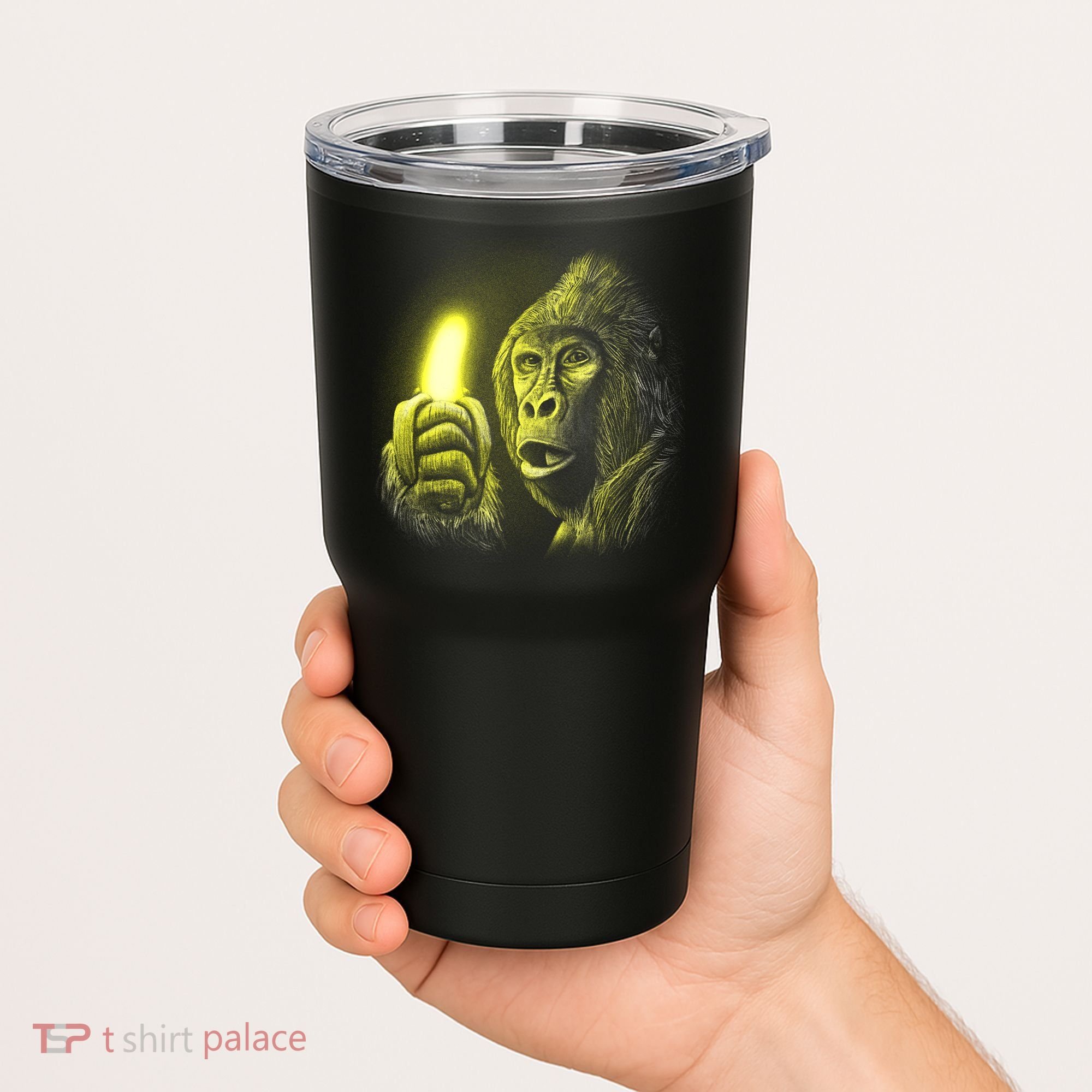 Neon Gorilla Holding Banana Tumbler