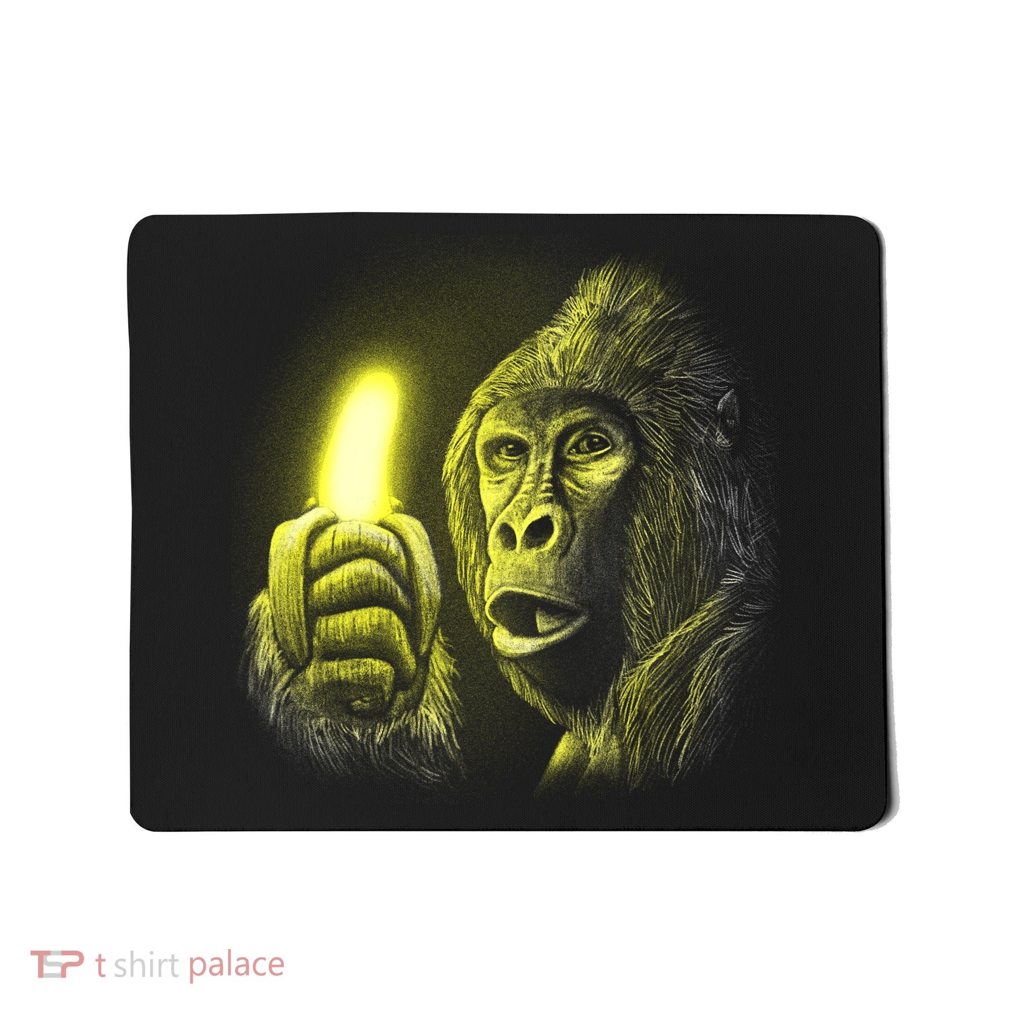 Neon Gorilla Holding Banana Mousepad