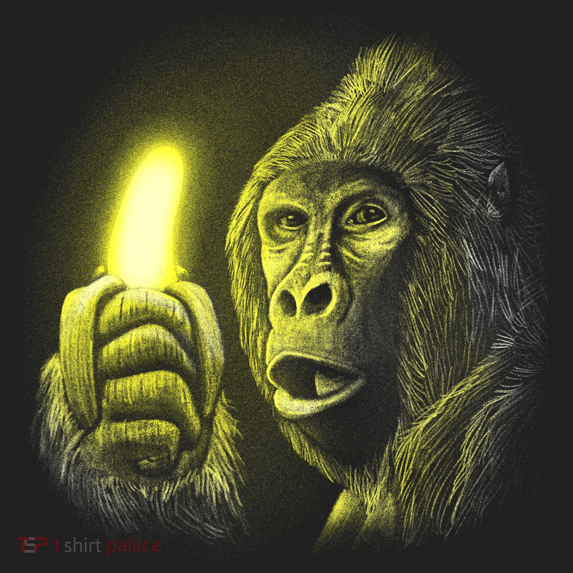 Neon Gorilla Holding Banana Hat