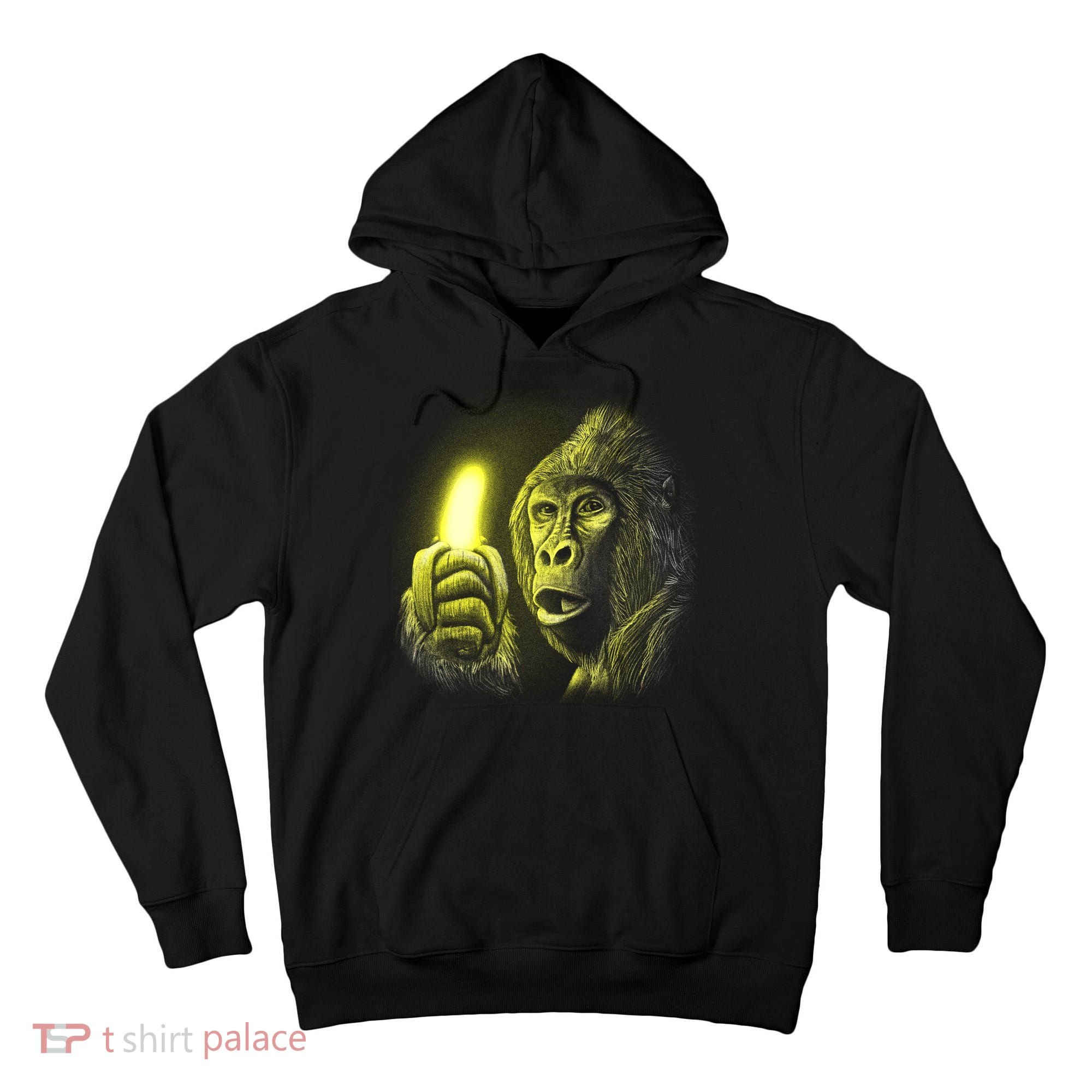 Neon Gorilla Holding Banana Tall Hoodie