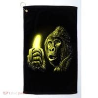 Neon Gorilla Holding Banana Golf Towel thumb 0
