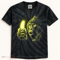 Neon Gorilla Holding Banana Kids Tie-Dye T-Shirt thumb 0