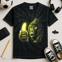 Neon Gorilla Holding Banana Kids Tie-Dye T-Shirt thumb 2