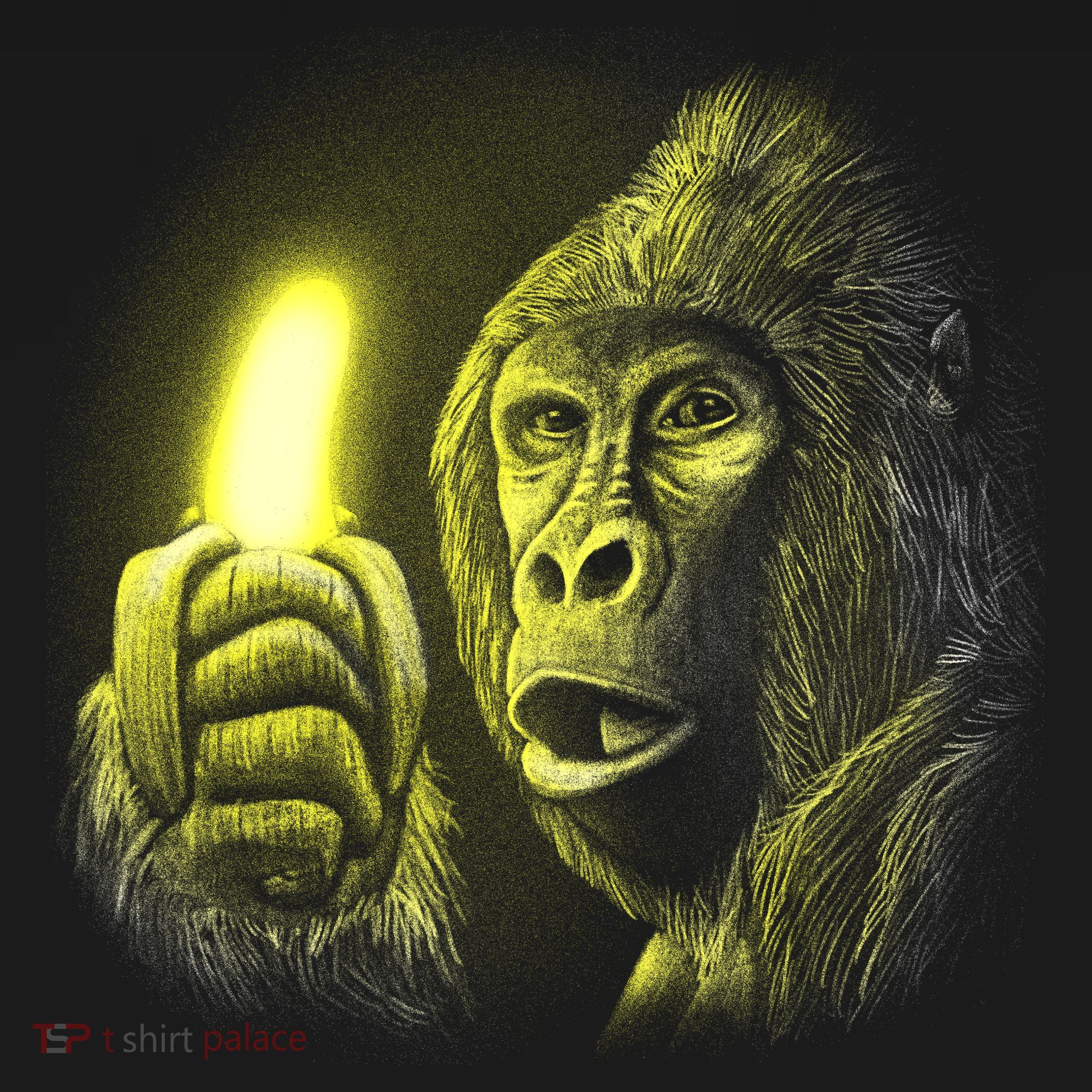 Neon Gorilla Holding Banana Kids Tie-Dye T-Shirt