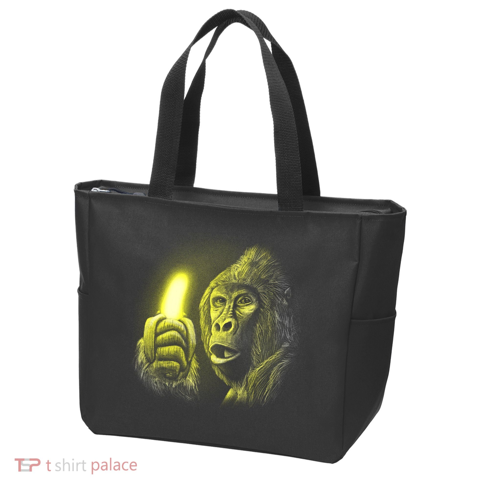 Neon Gorilla Holding Banana Tote Bag
