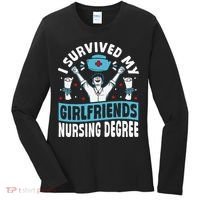 Nurse Graduation I Survived My Girlfriends Nursing Degree Women's Long Sleeve Shirt thumb 0