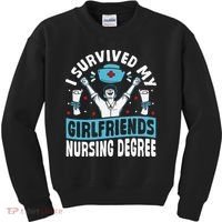 Nurse Graduation I Survived My Girlfriends Nursing Degree Kids Sweatshirt thumb 0