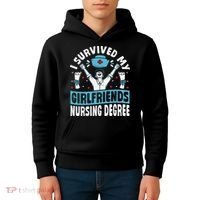 Nurse Graduation I Survived My Girlfriends Nursing Degree Kids Hoodie thumb 4