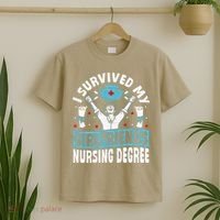 Nurse Graduation I Survived My Girlfriends Nursing Degree T-Shirt thumb 2